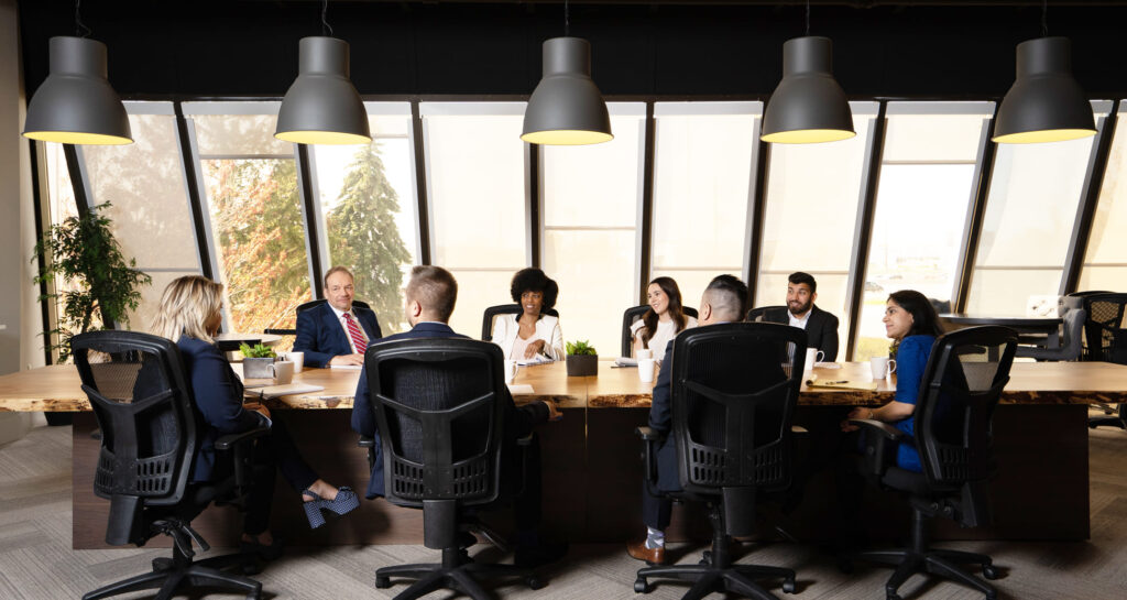 Long meeting Table with investors