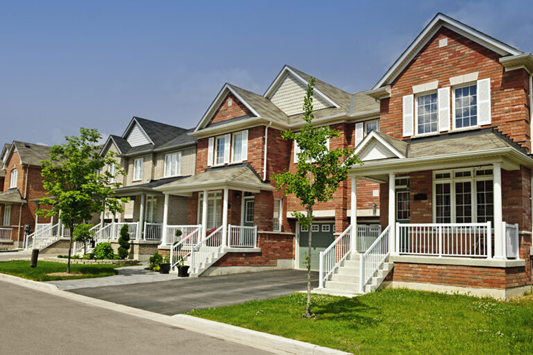 Row of new suburban homes